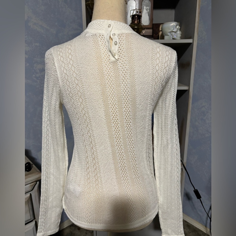 🛍Twik white Women's knit  Sweater small #cottage core #electric grandma #knit - Picture 7 of 10